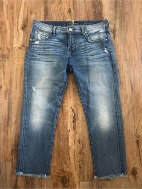 7 For All Mankind Cropped Distressed Jeans